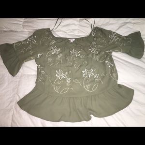 Candie’s off the shoulder blouse